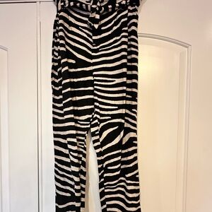 Zebra Print Linen Women's Pants
